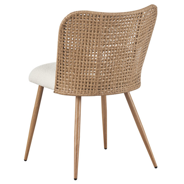 Bayou Breeze Rattan Dining Chairs Set Of 4,white Boucle Dining Room ...